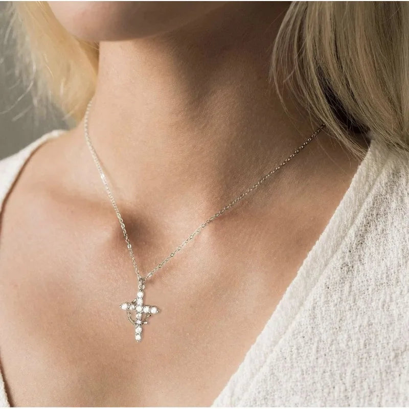 DIVINE GLOW™ Cross & Crown Necklace – 18K Gold Plated ✝️👑