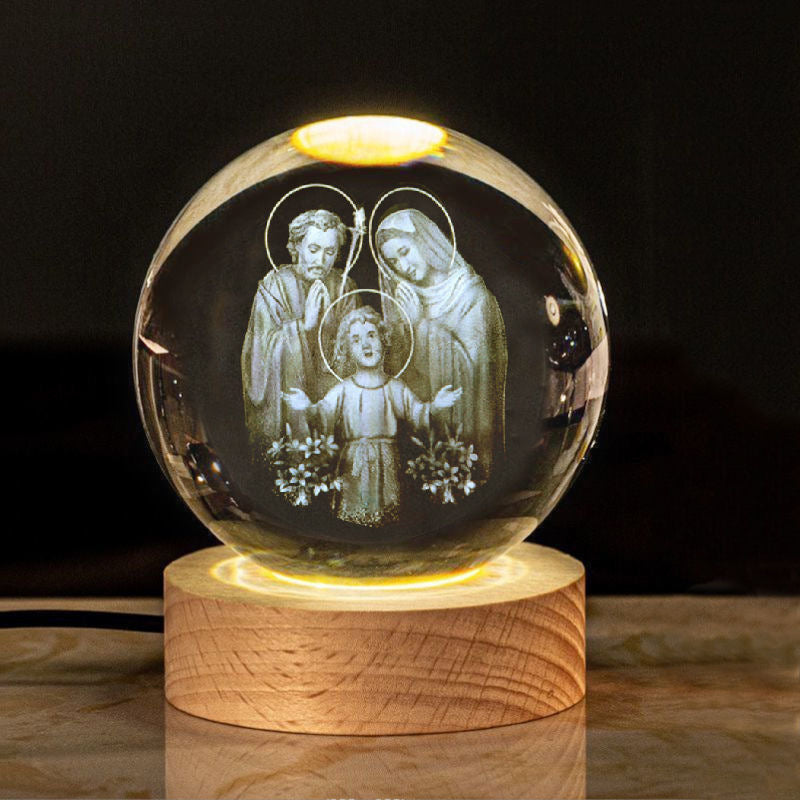DIVINE GLOW™ – 3D Sacred Crystal Sphere Lamp🕊️✝️