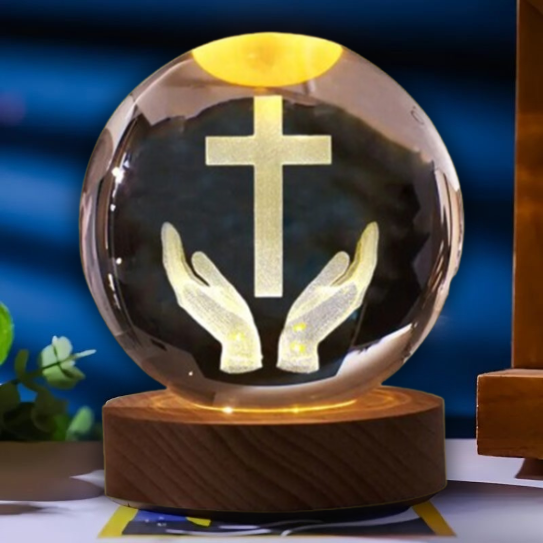 DIVINE GLOW™ – 3D Sacred Crystal Sphere Lamp🕊️✝️