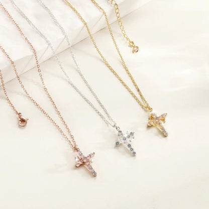 DIVINE GLOW™ Cross & Crown Necklace – 18K Gold Plated ✝️👑